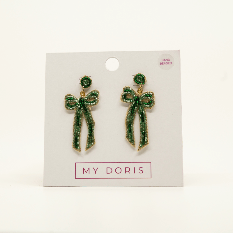 Festive Green Bow Σκουλαρίκια