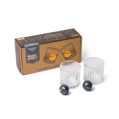 Whiskey Tumbler Glasses & Ice Stones